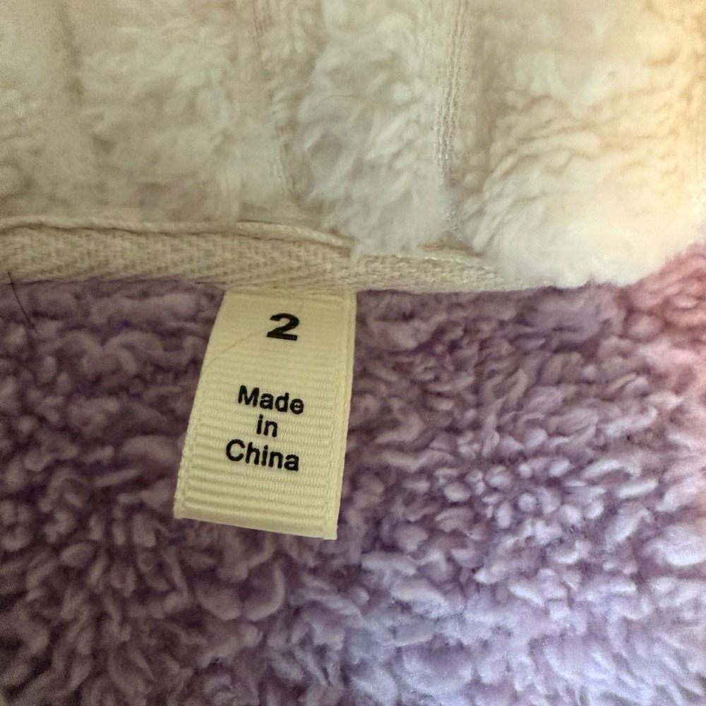 Seans Purple‎ Cable Knit Fleece Robe Flower Applique Button Front Housecoat Sz 2 - Picture 5 of 8
